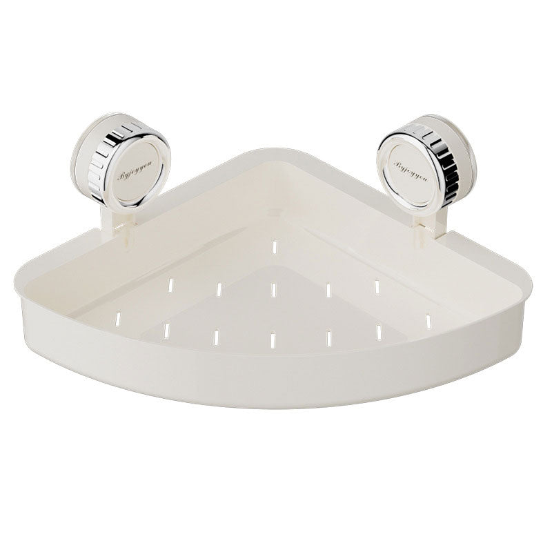Triangle Suction Bathroom Shelf – Hollow Design & Strong Load-Bearing