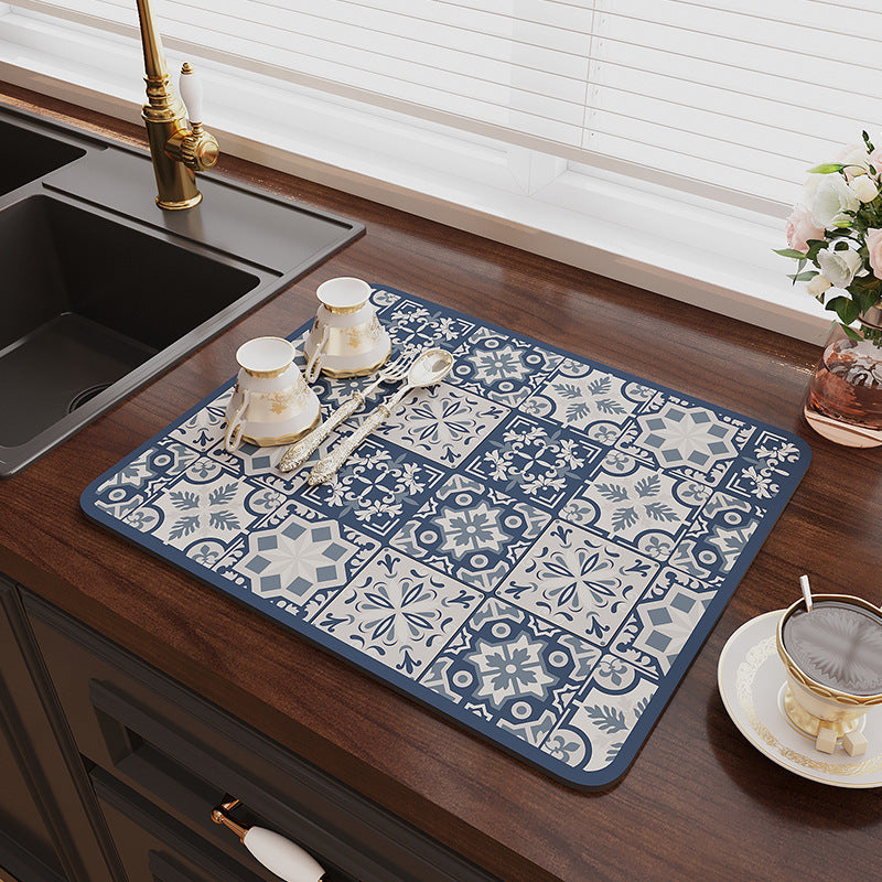 Vintage Draining Mat –Absorbent, Oil-Resistant, Non-Slip & Heat-Proof