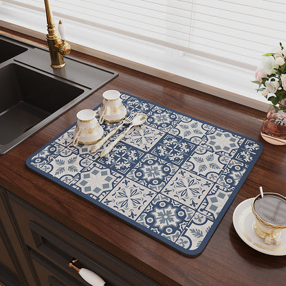 Vintage Draining Mat –Absorbent, Oil-Resistant, Non-Slip & Heat-Proof