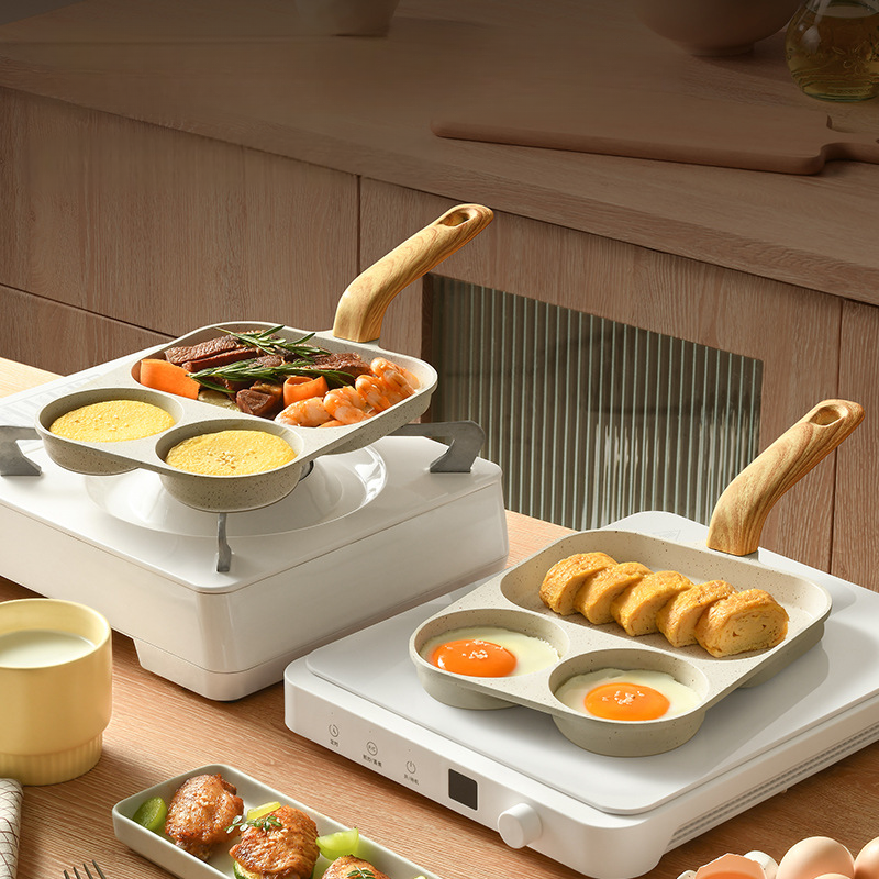 EggMate™ Multi-Section Non-Stick Pan: Ideal for Eggs, Bacon, and Burgers
