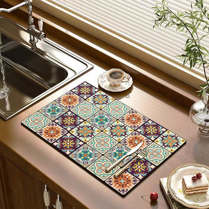 Vintage Draining Mat –Absorbent, Oil-Resistant, Non-Slip & Heat-Proof