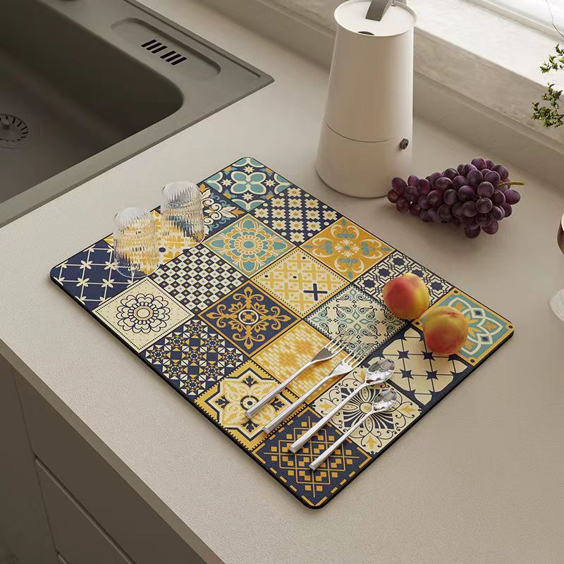 Vintage Draining Mat –Absorbent, Oil-Resistant, Non-Slip & Heat-Proof