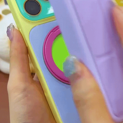 Dopamine Colorblock 360° Rotating Kickstand Magnetic Case for iPhone