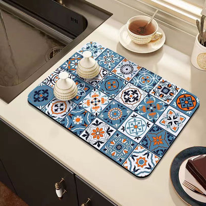 Vintage Draining Mat –Absorbent, Oil-Resistant, Non-Slip & Heat-Proof