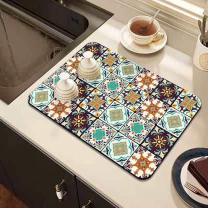 Vintage Draining Mat –Absorbent, Oil-Resistant, Non-Slip & Heat-Proof