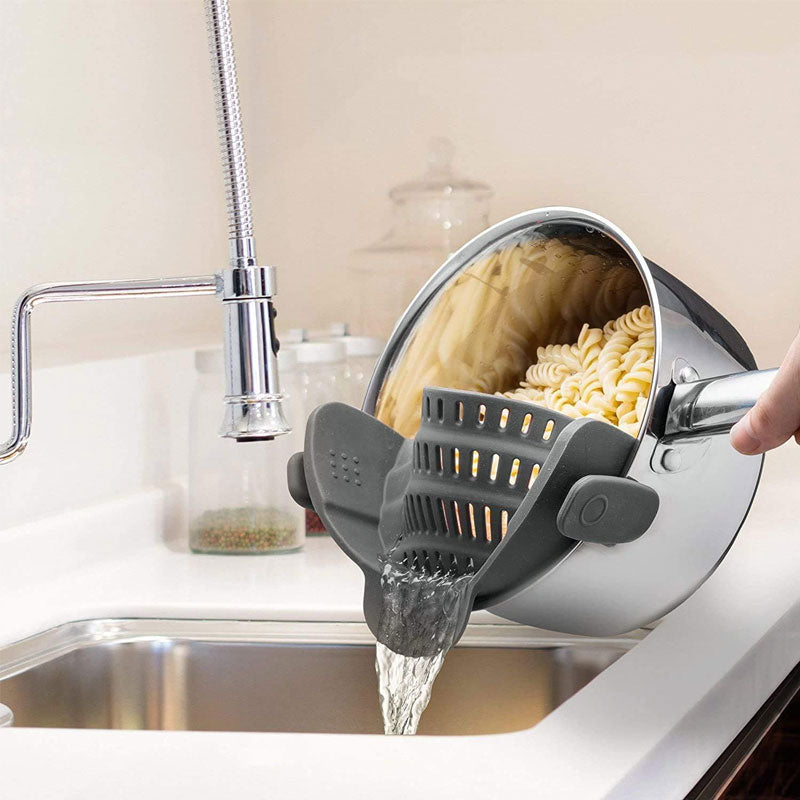 Silicone Clip-On Pasta Strainer for Pots: Hands-Free & Quick Drain