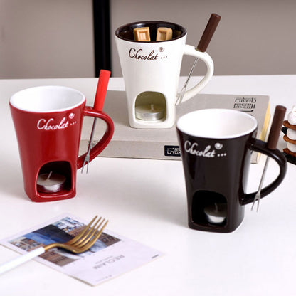 Ceramic Chocolate Fondue Mug Set: Easy to Clean & Reusable
