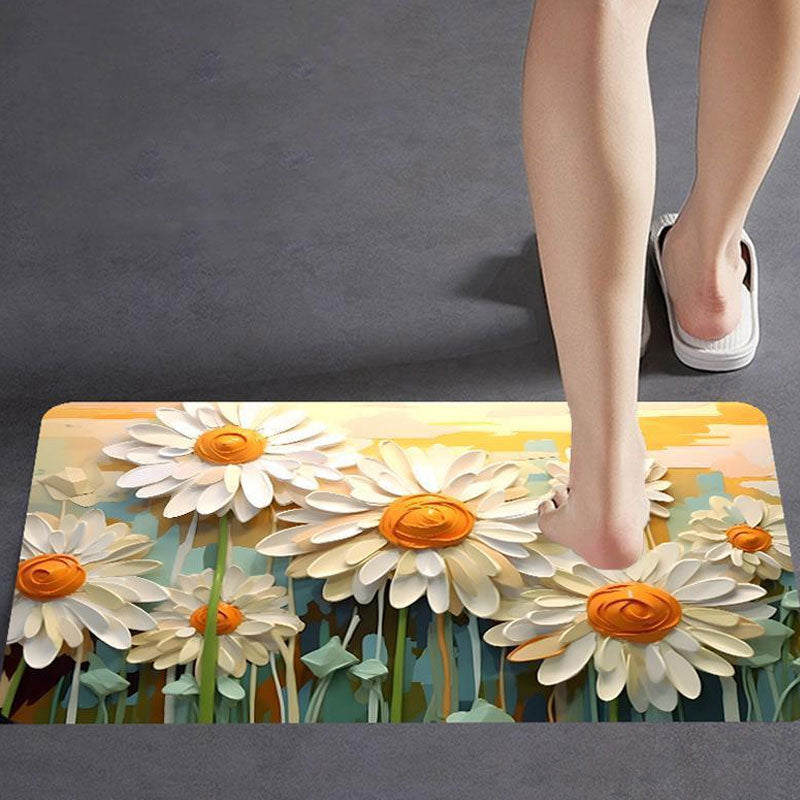 3D Floral Diatomite Absorbent Mat – Stylish & Quick-Drying