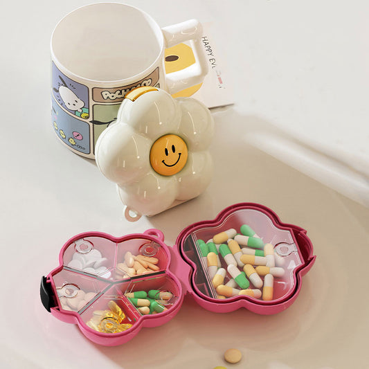 Dopamine Floral Portable Pill Organizer – Travel-Friendly Design