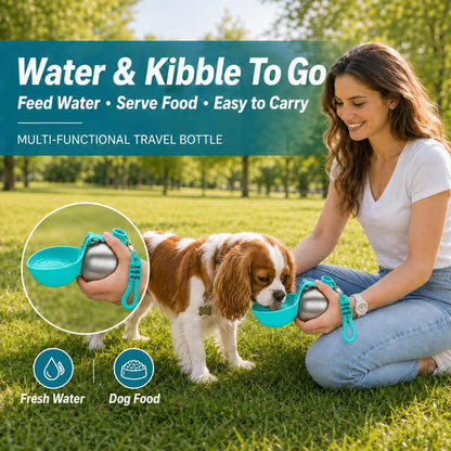 Hands-Free Portable Dog Water Dispenser with Carabiner & Reflow Feature