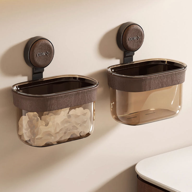 Wood Grain Suction Storage Box – Hollow Drainage & Wide Opening Design