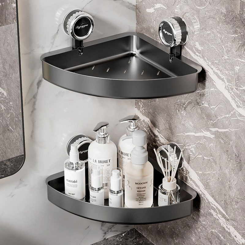 Triangle Suction Bathroom Shelf – Hollow Design & Strong Load-Bearing