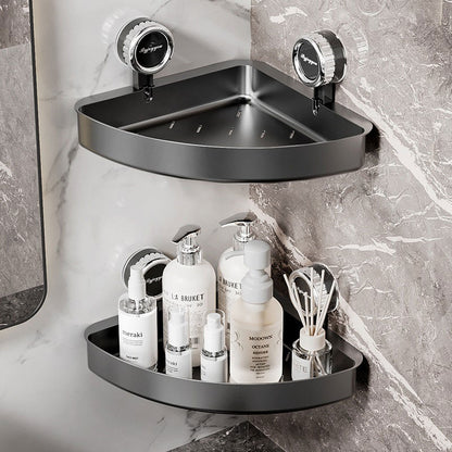 Triangle Suction Bathroom Shelf – Hollow Design & Strong Load-Bearing