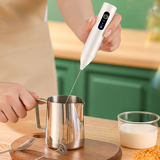 Mini Rechargeable Frother – For Coffee, Beats Eggs & Blends Jam
