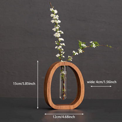 Walnut Wood Test Tube Vase – Minimalist Design