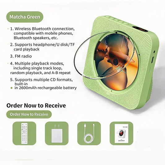 Portable Bluetooth CD Player Rechargeable 2600mAh Desktop Music Player