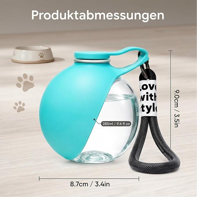 Hands-Free Portable Dog Water Dispenser with Carabiner & Reflow Feature