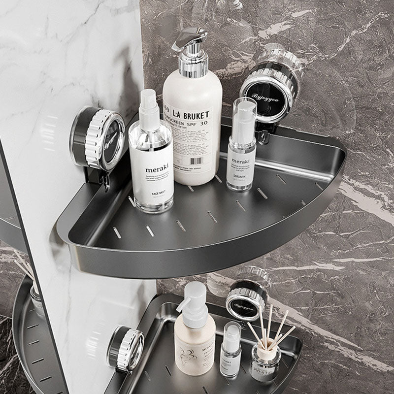 Triangle Suction Bathroom Shelf – Hollow Design & Strong Load-Bearing