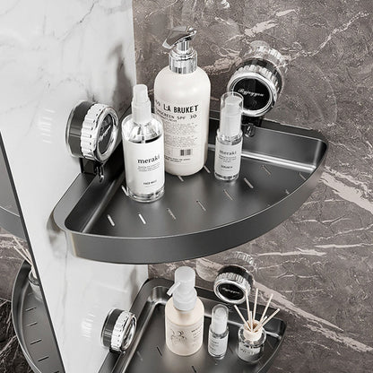 Triangle Suction Bathroom Shelf – Hollow Design & Strong Load-Bearing