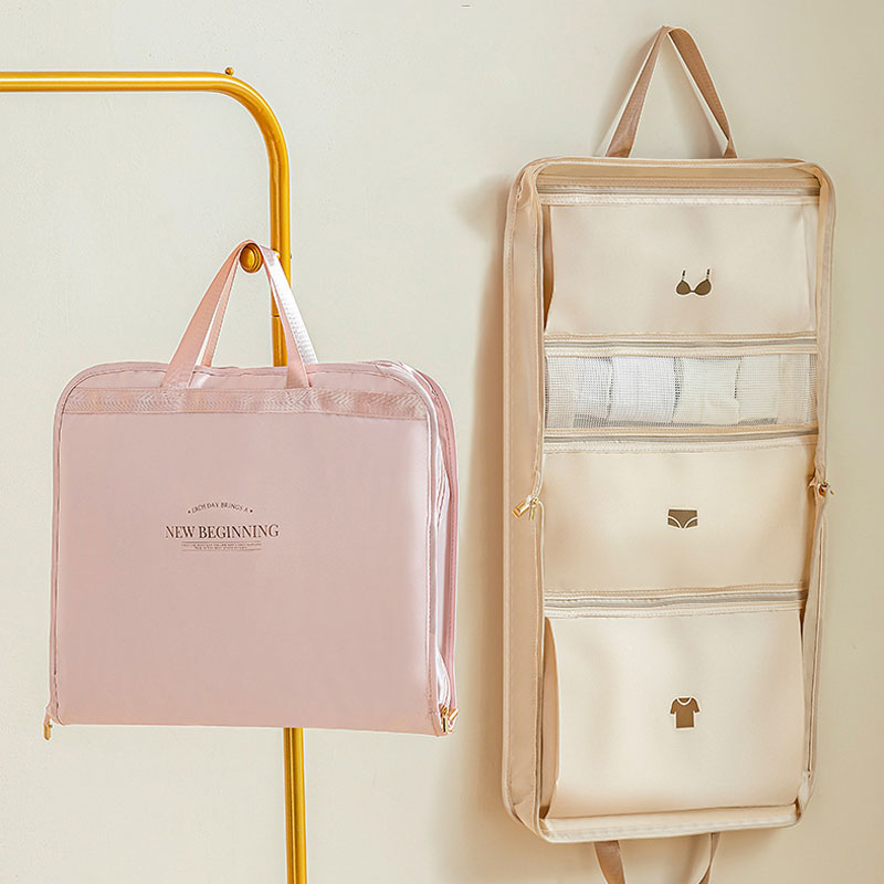 Large-Capacity Travel Clothes Storage Bag: Compartment Design with Handles & Dual Zippers