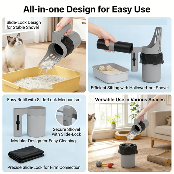 ScoopMate™ All-in-One Cat Litter Scoop with Detachable Waste Bin