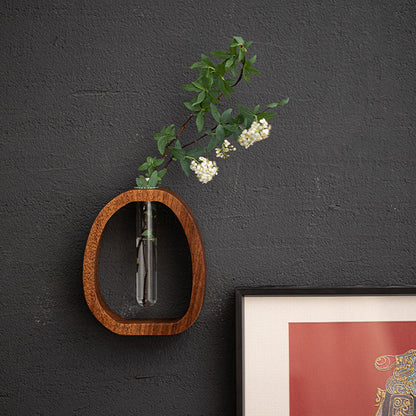Walnut Wood Test Tube Vase – Minimalist Design