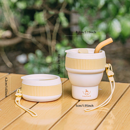 Portable Foldable Silicone Cup – With Built-in Straw