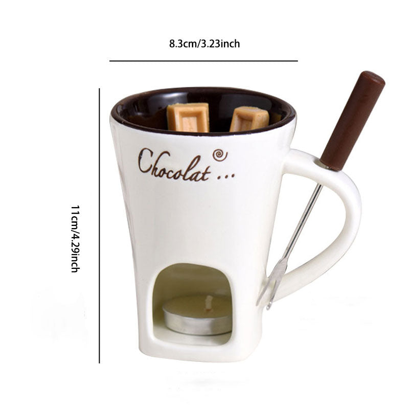 Ceramic Chocolate Fondue Mug Set: Easy to Clean & Reusable