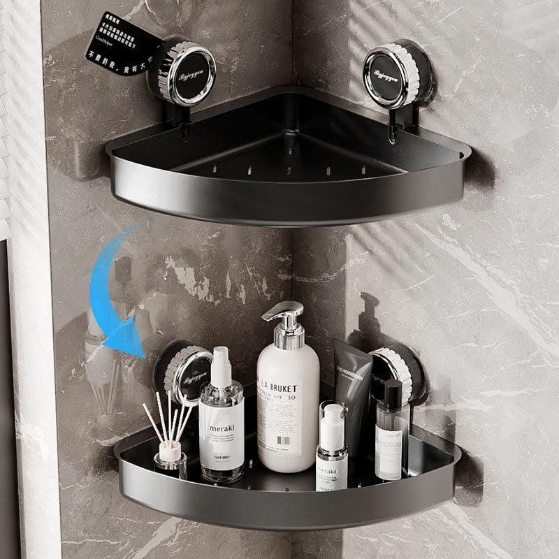Triangle Suction Bathroom Shelf – Hollow Design & Strong Load-Bearing