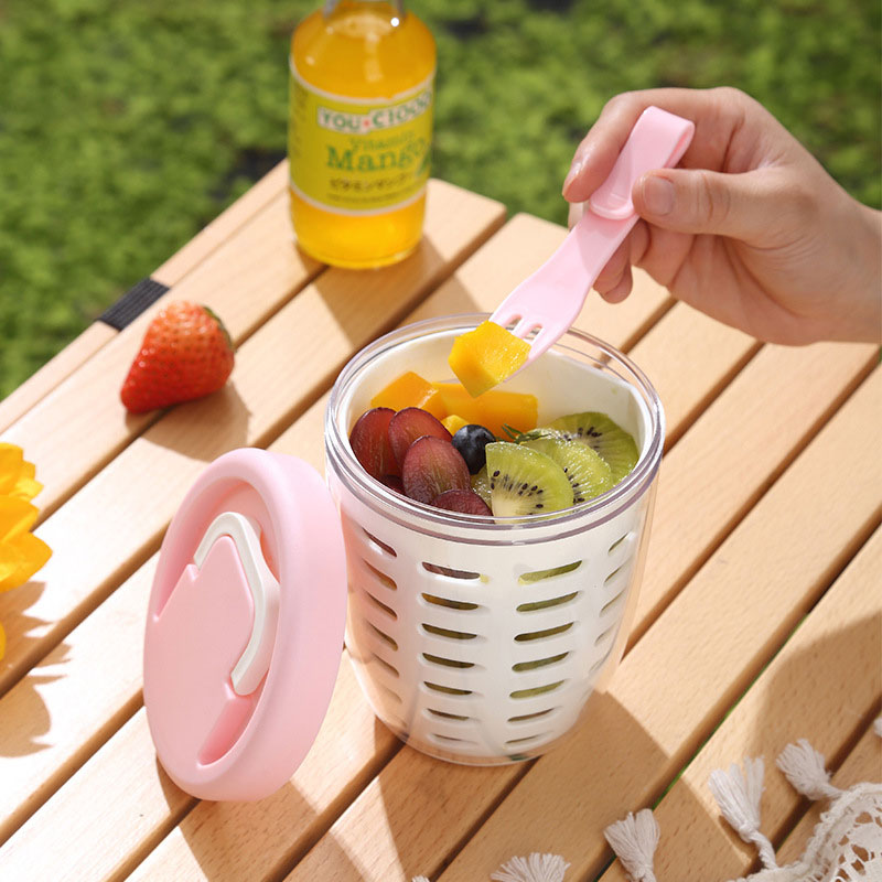 On-the-Go Fruit Cup with Strainer – Includes Fork