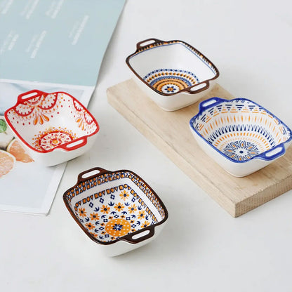 ArtNest Bohemian Double-Handled Sauce Bowl – Elegant & Easy Use