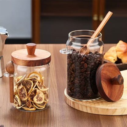High-Quality Glass Storage Jar – Includes Wooden Spoon