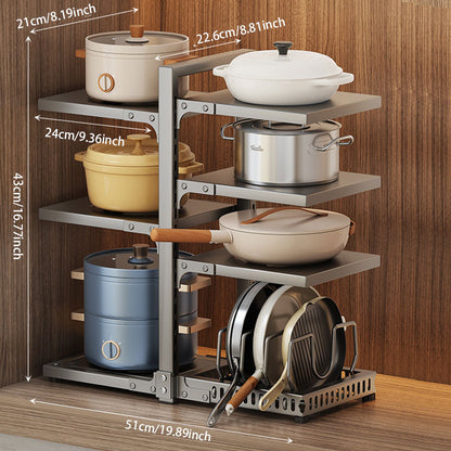 Adjustable Kitchen Pot Storage Rack – Strong Load-Bearing & Detachable