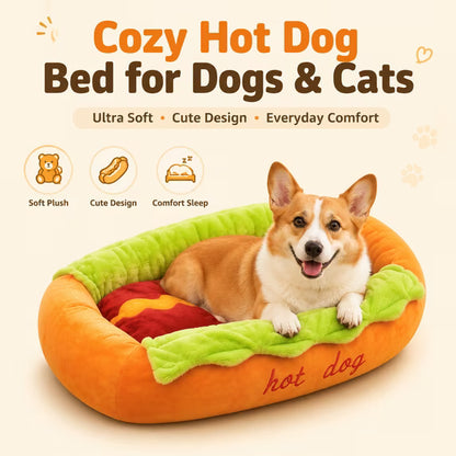 PupBun™ Hot Dog Shape Pet Bed for Dogs & Cats