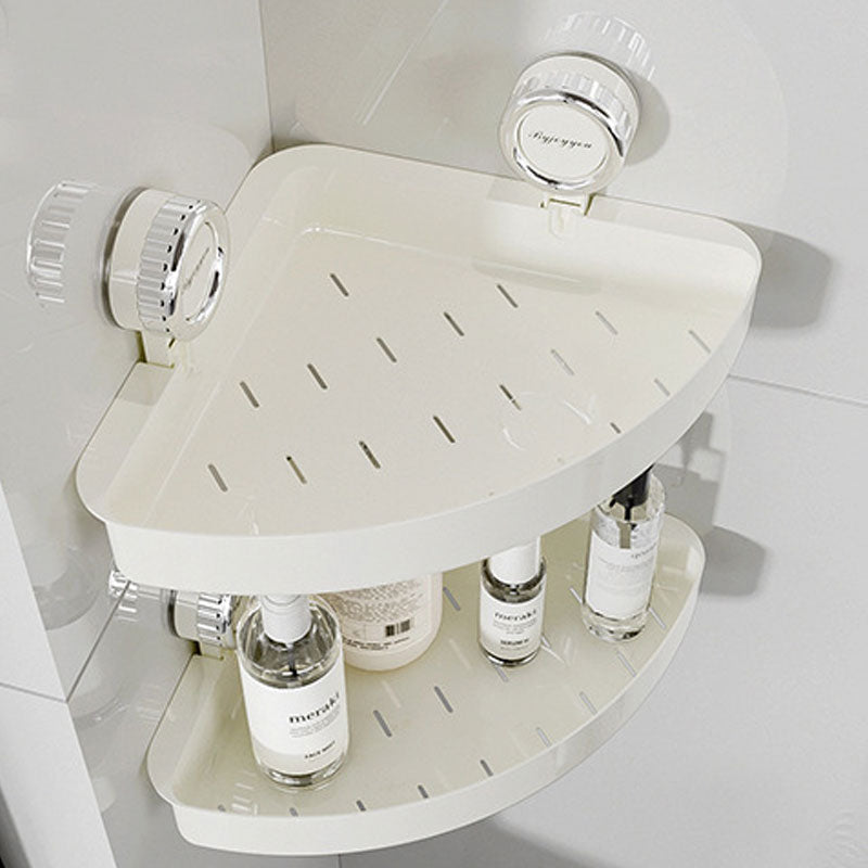 Triangle Suction Bathroom Shelf – Hollow Design & Strong Load-Bearing