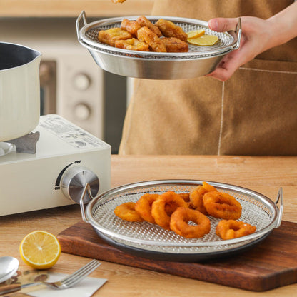 Stainless Steel Oil Strainer Tray – Dual-Handle Design for Easy Lifting