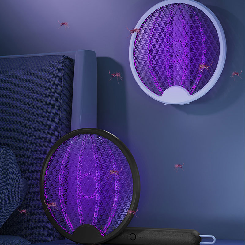 3-in-1 Foldable Electric Mosquito Swatter: Dual Switch Design & Rechargeable