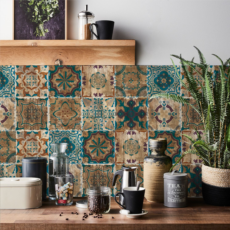 Vintage Waterproof Tile Stickers - Self-Adhesive, Easy to Clean