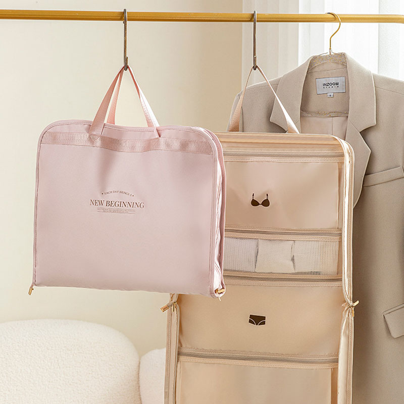 Large-Capacity Travel Clothes Storage Bag: Compartment Design with Handles & Dual Zippers