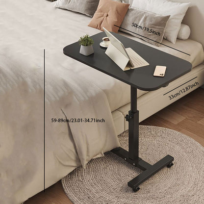 Mobile Adjustable Bedside Table – C-Shaped Design with Swivel Wheels