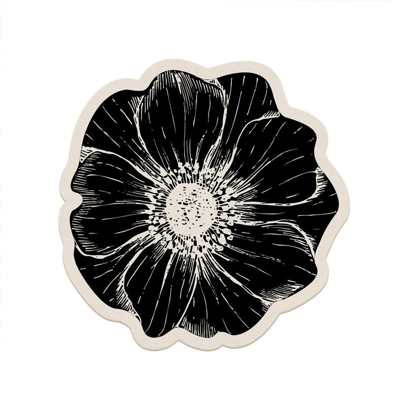 Rose Pattern Napa Leather Tabletop Absorbent Mat: Quick Drying & Non-Slip Design