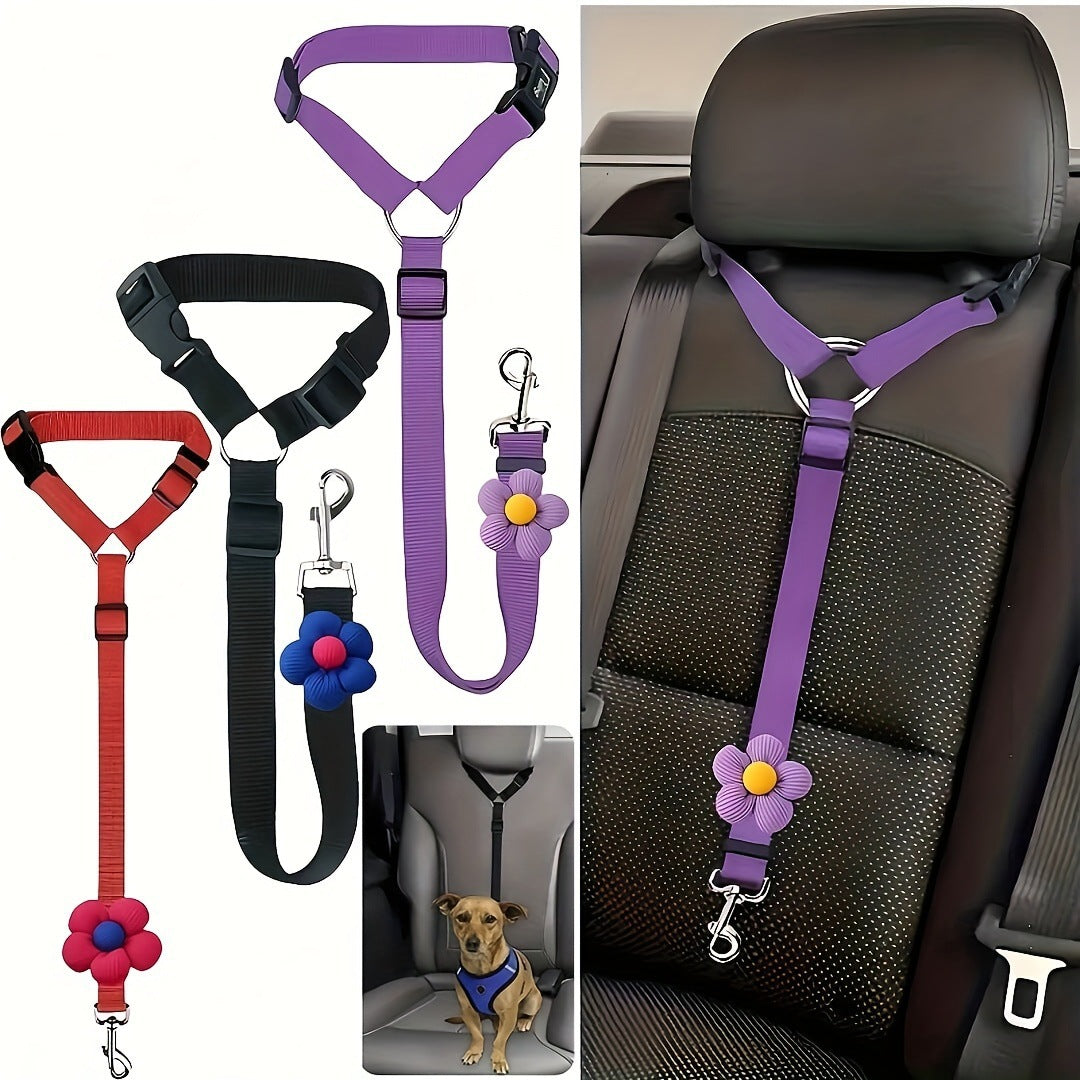 SafeTrave Adjustable Headrest Pet Car Seat Belt for Dogs and Cats