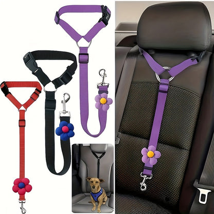 SafeTrave Adjustable Headrest Pet Car Seat Belt for Dogs and Cats