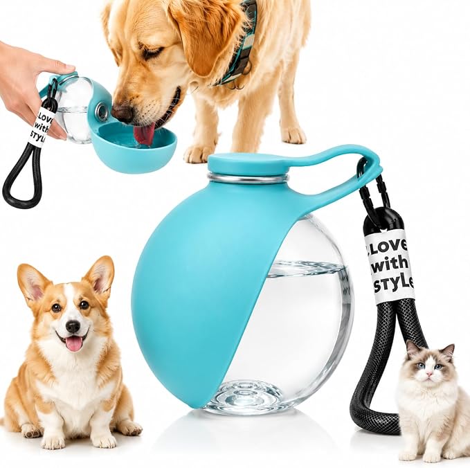Hands-Free Portable Dog Water Dispenser with Carabiner & Reflow Feature