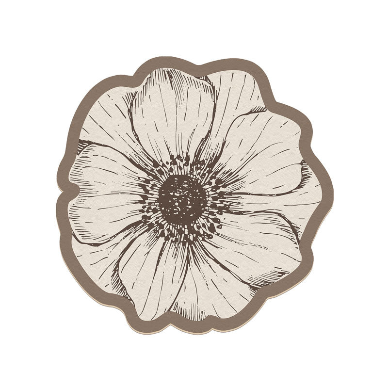 Rose Pattern Napa Leather Tabletop Absorbent Mat: Quick Drying & Non-Slip Design
