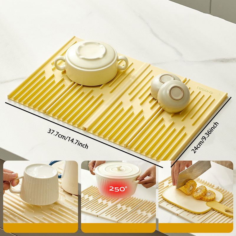 Tri-Fold Sloped Drain & Heat Insulation Mat – Space-Saving & Practical