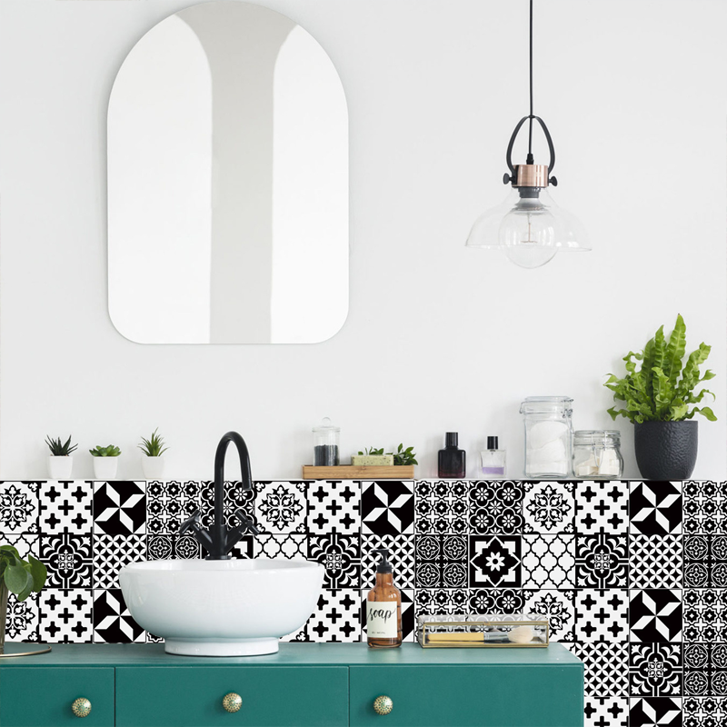 Vintage Waterproof Tile Stickers - Self-Adhesive, Easy to Clean