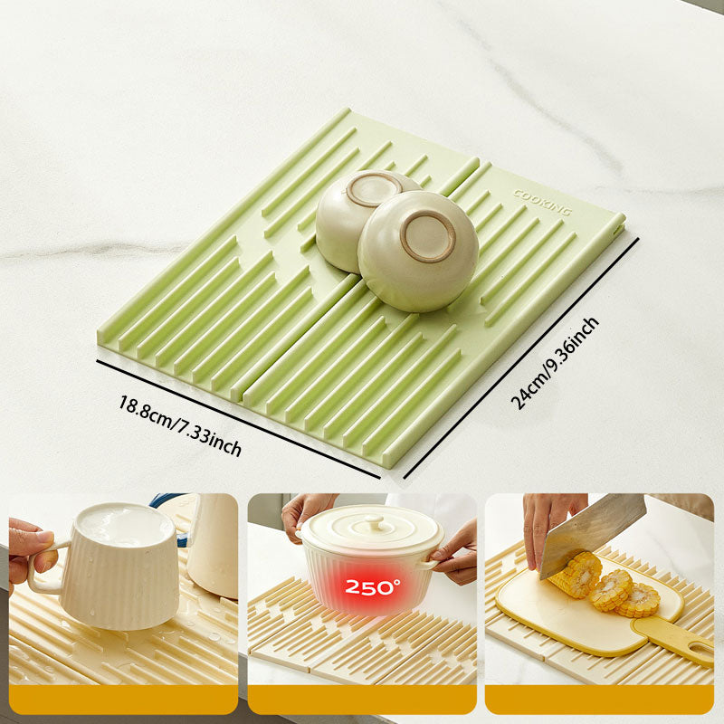 Tri-Fold Sloped Drain & Heat Insulation Mat – Space-Saving & Practical