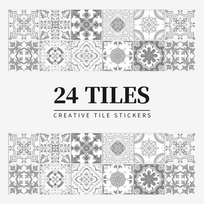 Vintage Waterproof Tile Stickers - Self-Adhesive, Easy to Clean