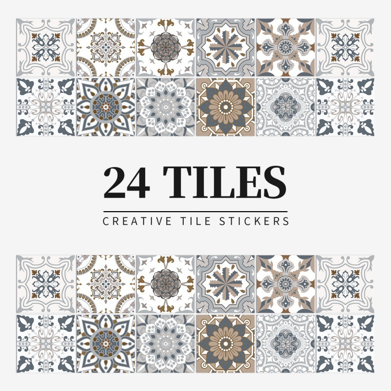 Vintage Waterproof Tile Stickers - Self-Adhesive, Easy to Clean